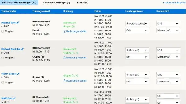 Easily manage online registration for tennis training